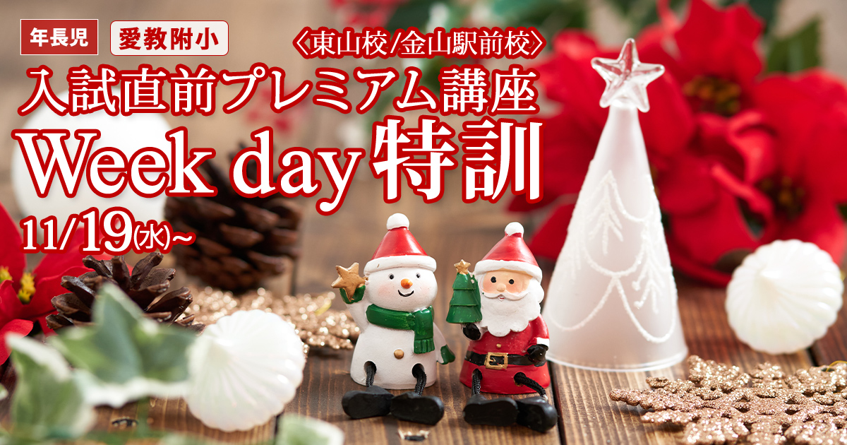 試直前プレミアム講座『〈愛教附小〉Week day特訓』 〜アンファンだけで合格できる 小学校受験に必要なことは、すべてオンリー・ワン・スクールのアンファンで〜