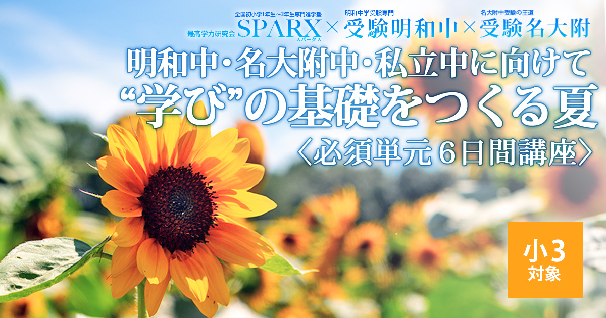 〈小3〉明和中・私立中・名大附中に向けて“学び”の基礎をつくる夏 〜中学受験に必要なことは、すべてオンリー・ワン・スクールのアンファンで〜