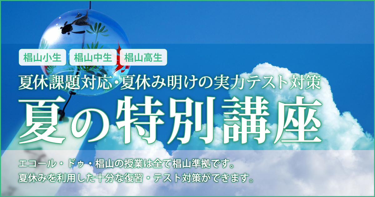 1学期の総復習と2学期からの予習・夏休み明けの実力テスト対策「夏の特別講座」〜椙山幼稚園生・小学生・中学生・高校生のための専門塾 全て椙山準拠のきめ細かい指導〜